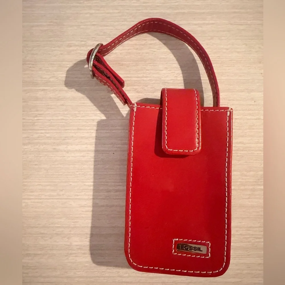 Fossil Red Leather Phone Holster